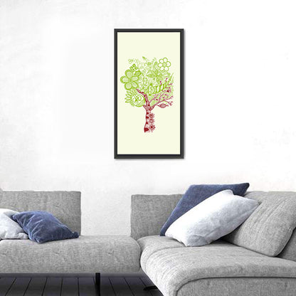 Surreal Tree with Sun Face Wall Art