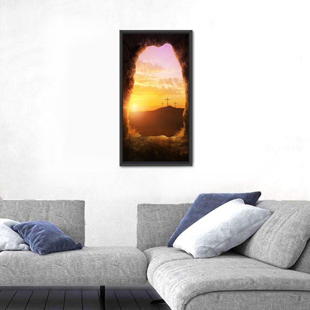Empty Tomb with Three Crosses Wall Art