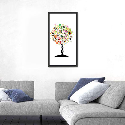 Braided Trunk Floral Tree Illustration Wall Art