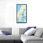 Political Map of Sweden Wall Art