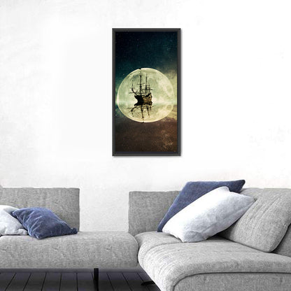 Moonlit Floating Ship Wall Art