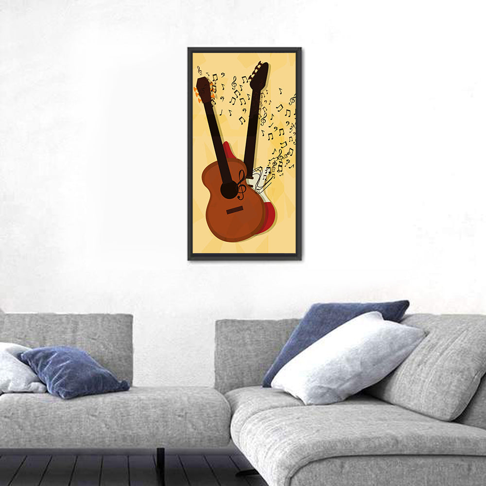 Twin Neck Guitar Illustration Wall Art