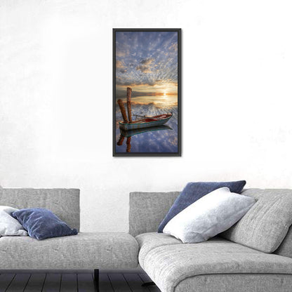 Lonely Boat at Sunset Wall Art