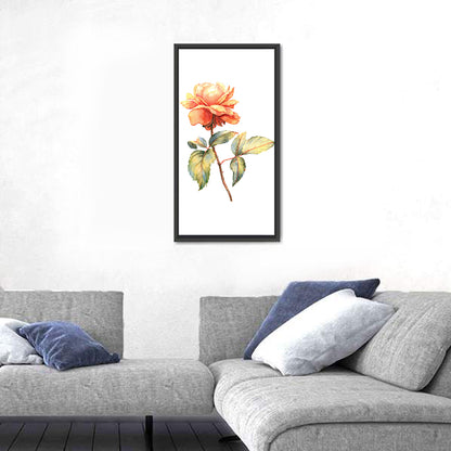 Orange Watercolor Rose Illustration Wall Art