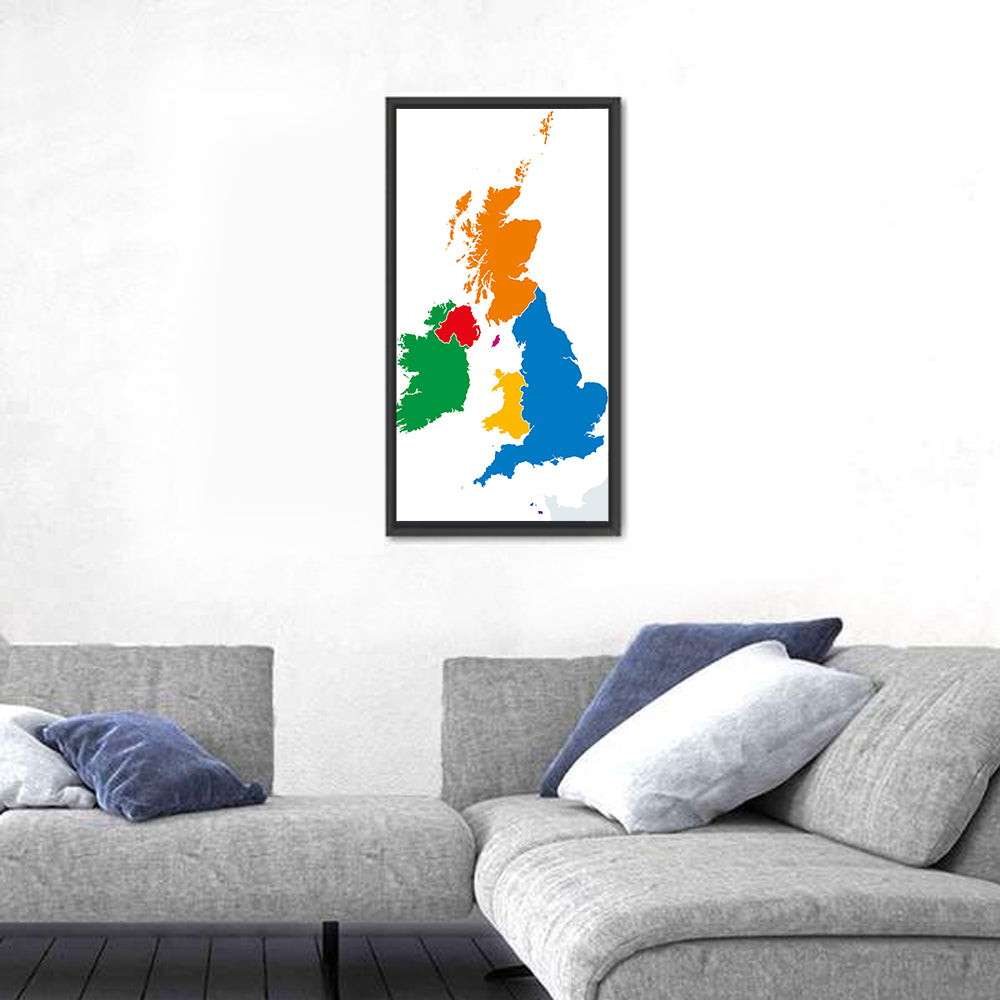 British Isles Multicolor Map Wall Art