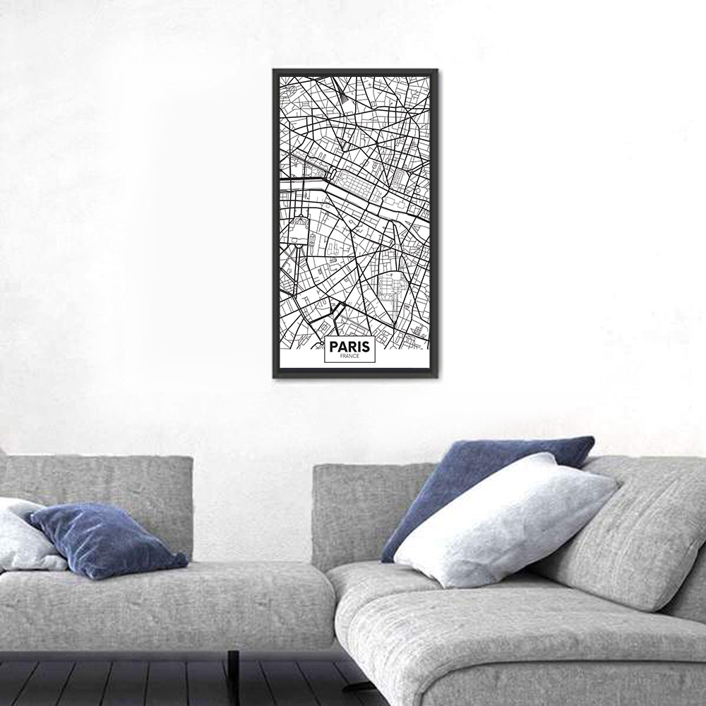 Paris City Map Wall Art