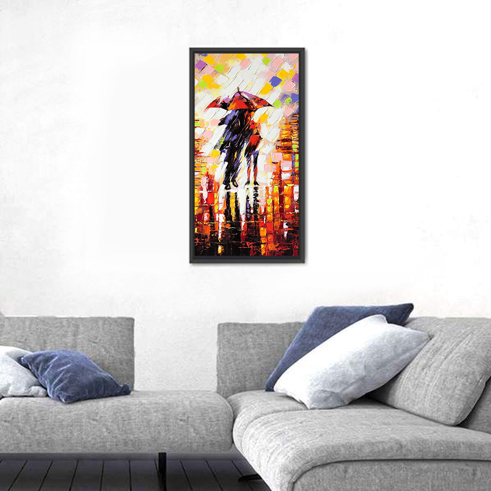 Couple Under Red Umbrella Wall Art