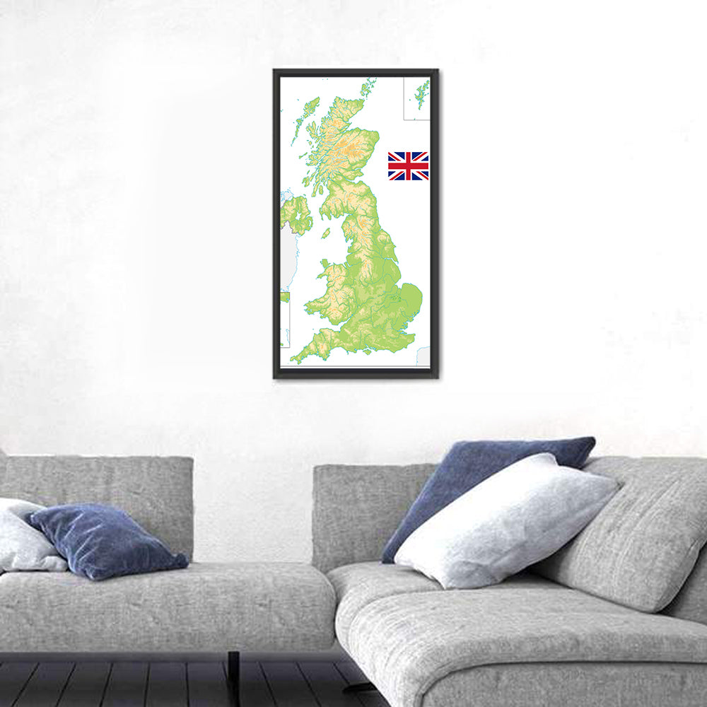 United Kingdom Relief Map Wall Art in a room, portrait