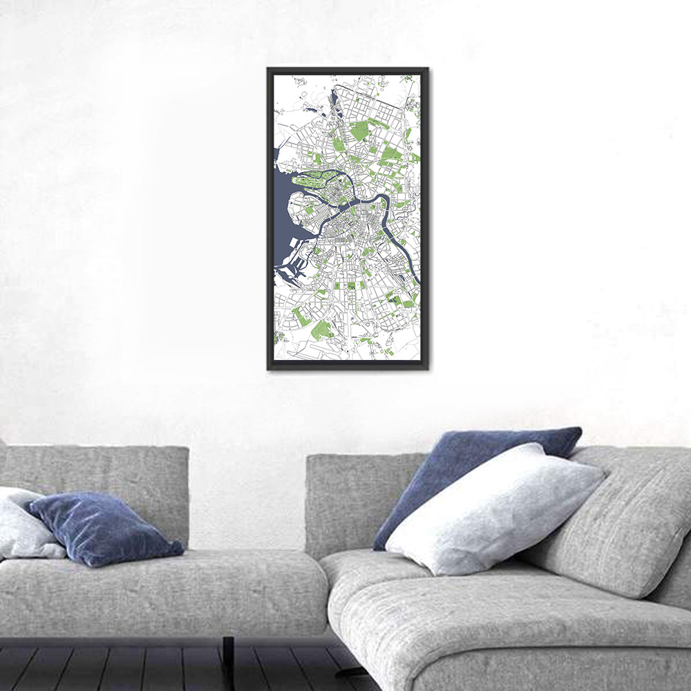 Minimalist Saint Petersburg Map Wall Art in a room, portrait