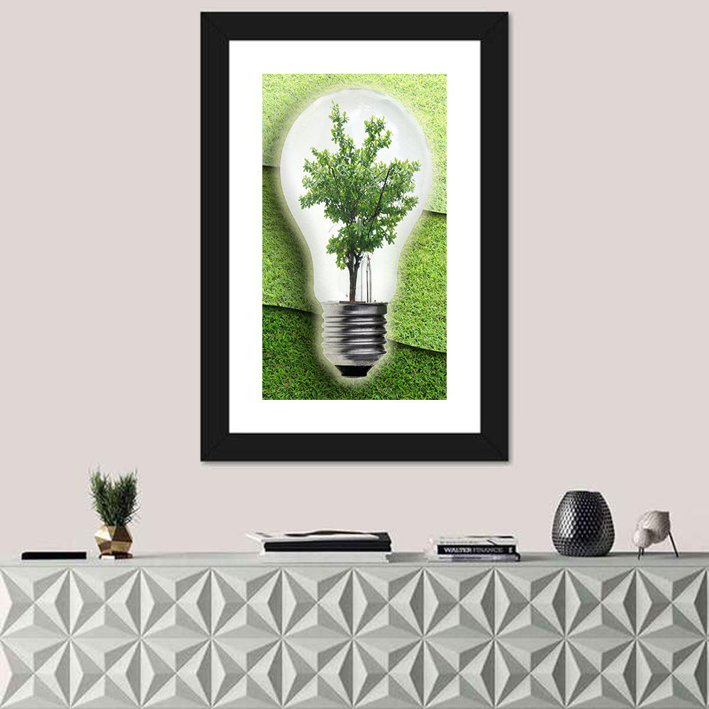 Light Bulb Tree Earth Concept Wall Art
