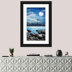 Moonlit Tropical Bay with Rocky Coast Wall Art