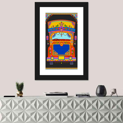 Colorful Indian Truck Illustration Wall Art