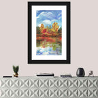Autumn Lake Reflection Watercolor Wall Art