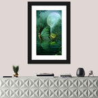 Moonlit Butterfly on Leaf Boat Wall Art