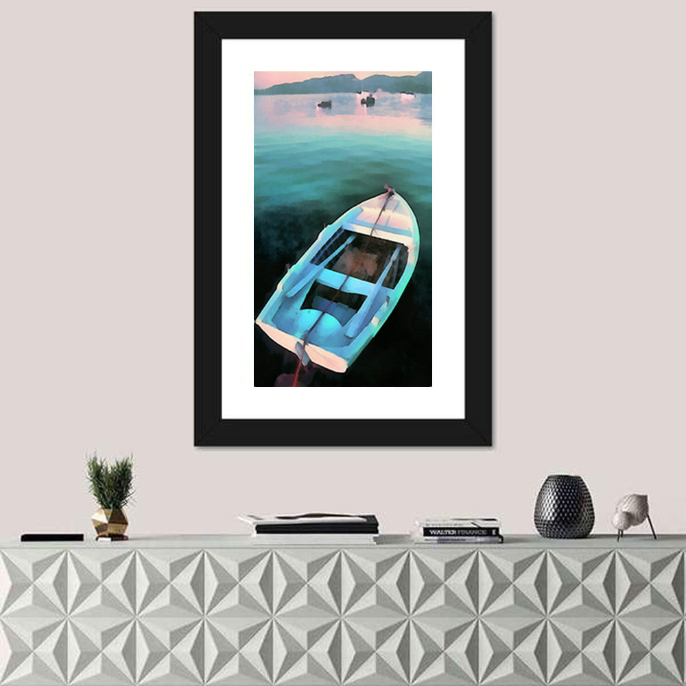 Tethered Rowboat at Dusk Wall Art