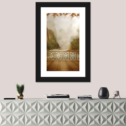 Misty Balcony Over Lake Wall Art