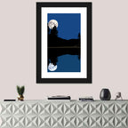 Moonlit Cabin on Mountain Lake Canvas Wall Art