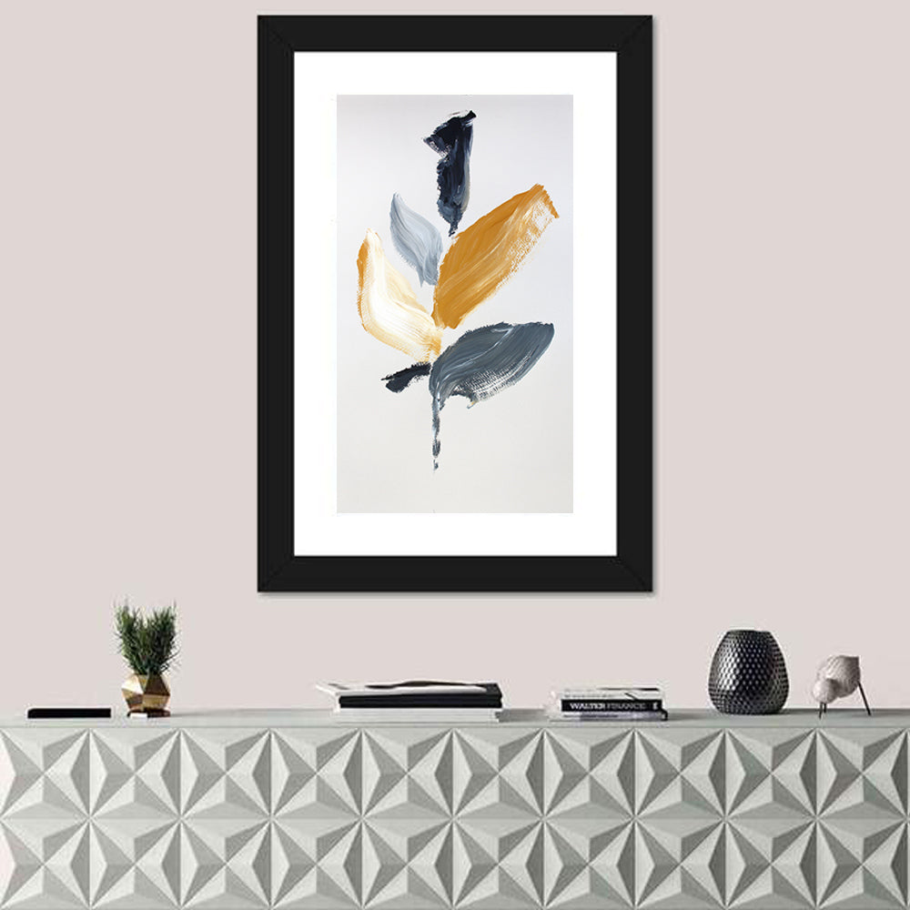Golden Botanical Sprig Wall Art in a room, portrait