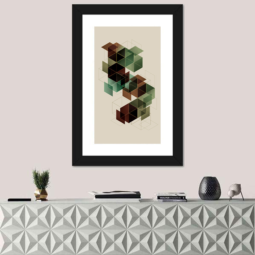 Floating Translucent Cubes Wall Art in a room, portrait