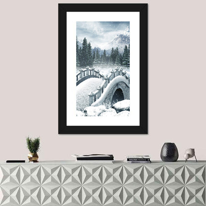 Frozen Lake with Stone Bridge Wall Art