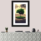 Circular Grass Oasis with Lone Tree Wall Art