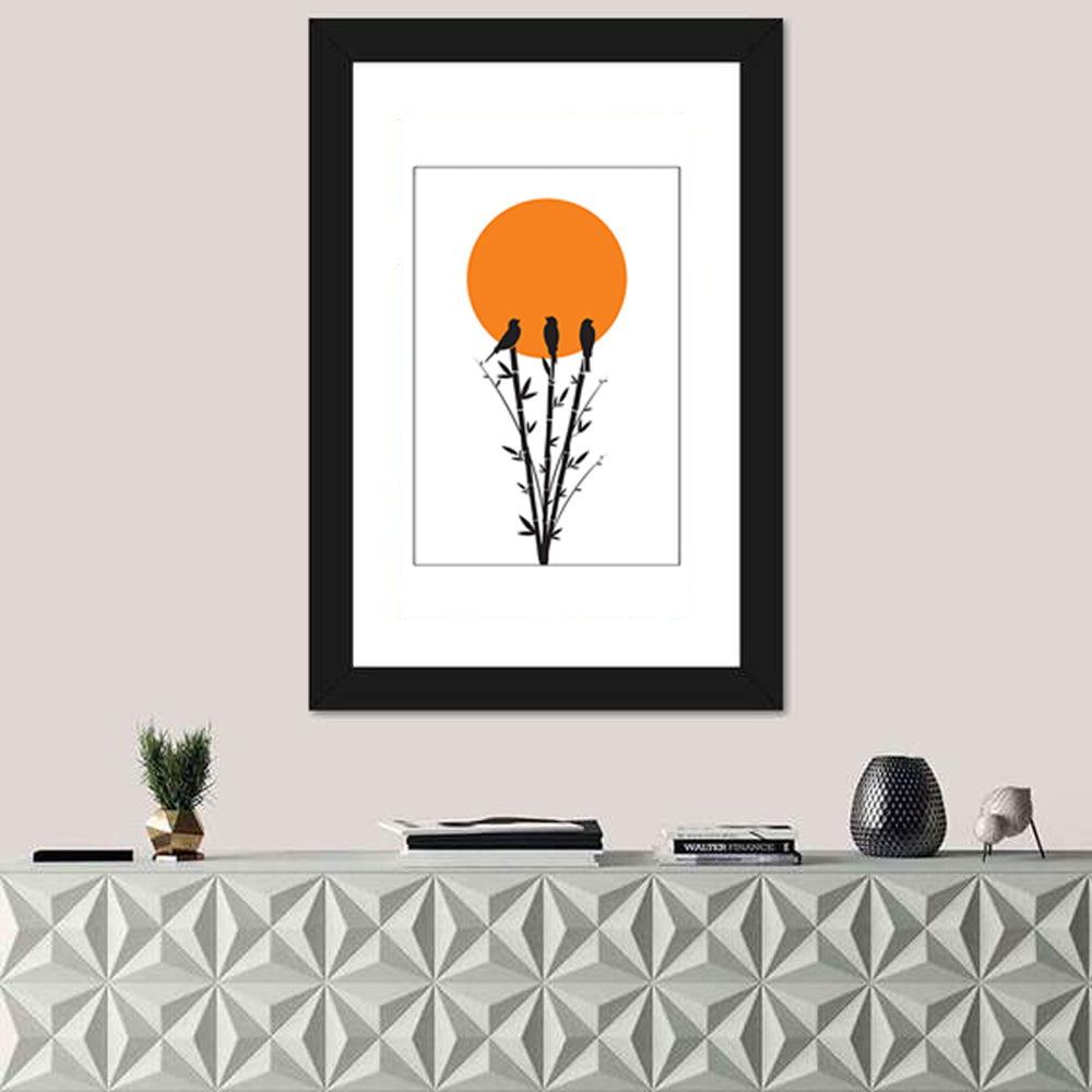 Bamboo and Birds Silhouette Wall Art