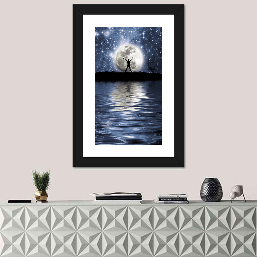 Silhouette Before Full Moon Wall Art