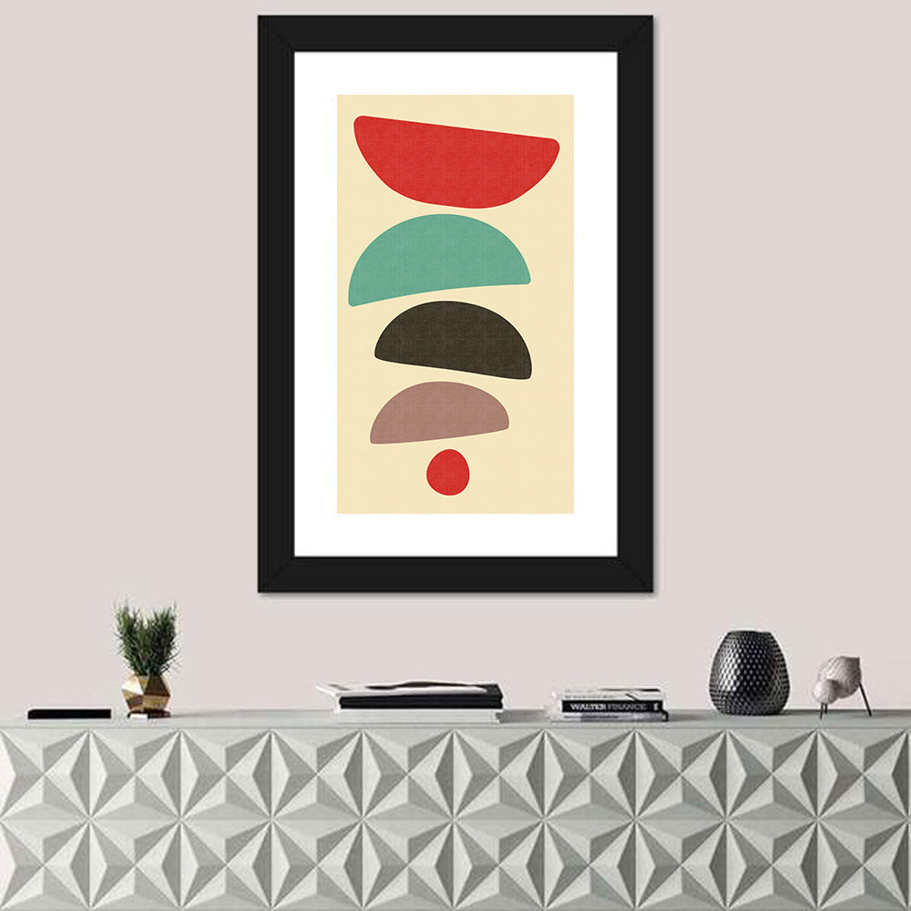 Mid Century Semicircle Stack Wall Art in a room, portrait