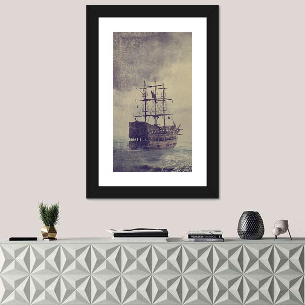 Old Pirate Ship at Sea Wall Art