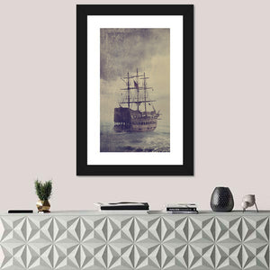 Old Pirate Ship In The Sea Wall Art