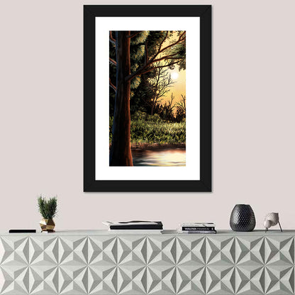 Warm Lake In Woods Wall Art