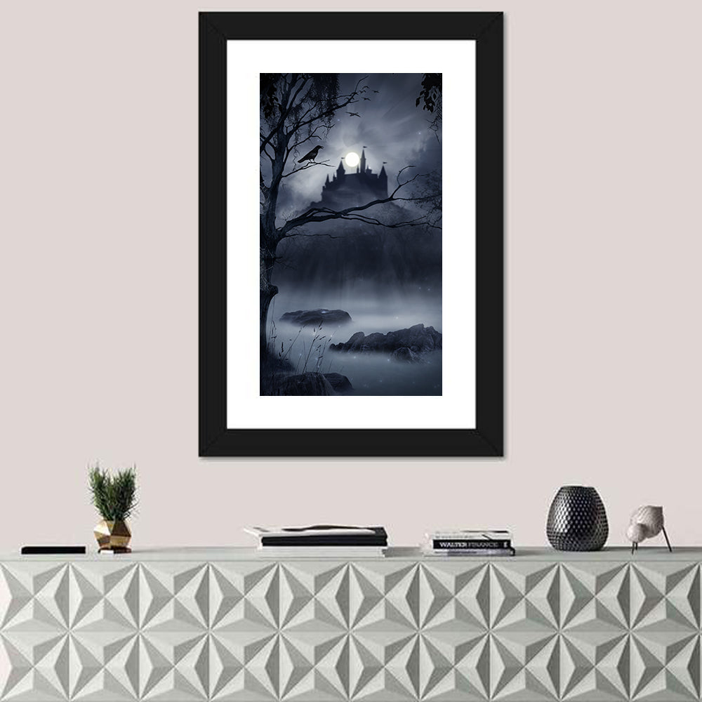 Moonlit Castle Over a Swamp Wall Art