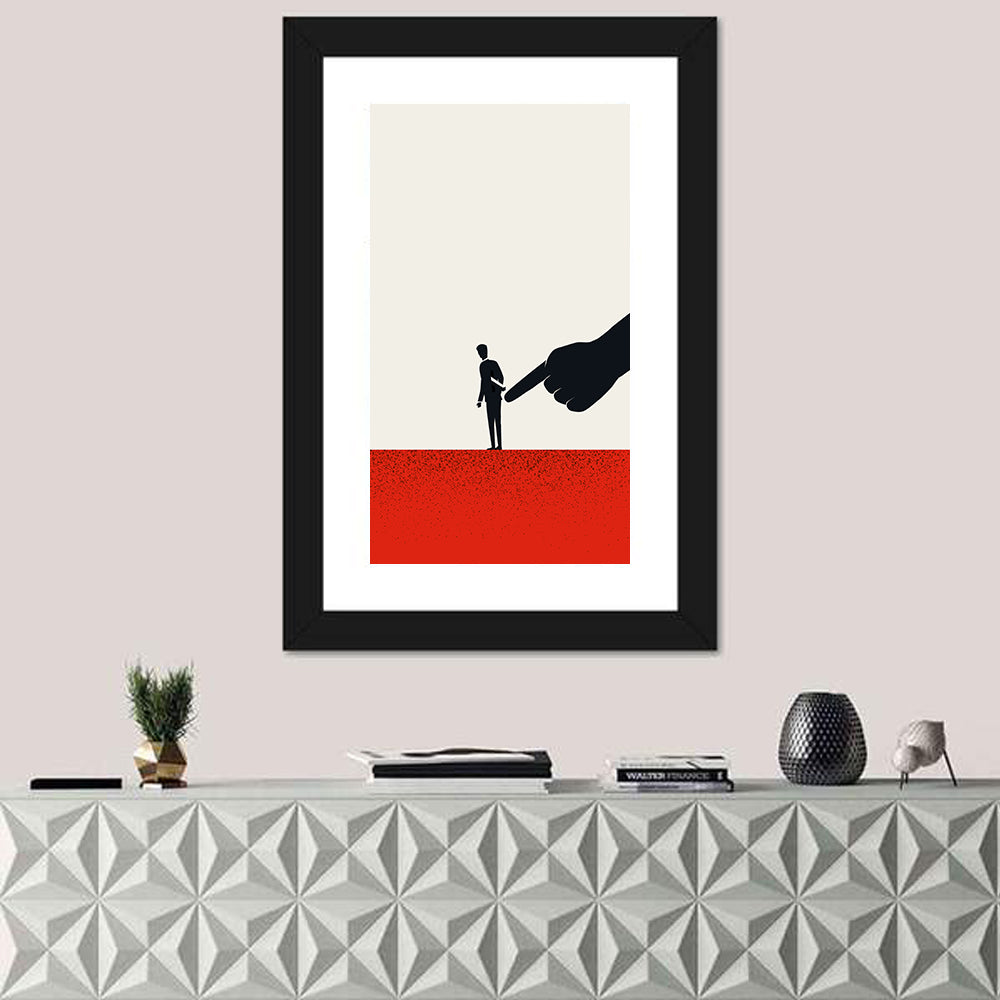 Giant Hand Pointing at Man Wall Art