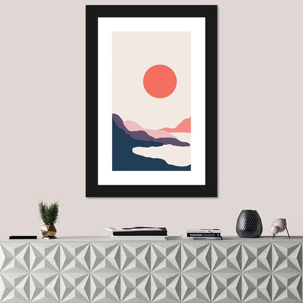 Boho Sunrise Over Mountains Wall Art