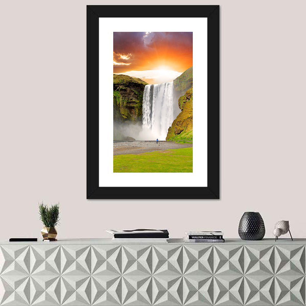 Skógafoss at Sunset, Iceland Wall Art