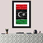Libyan Flag on Distressed Brick Wall Art