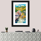 Arched Stone Bridge in Mountain River Wall Art