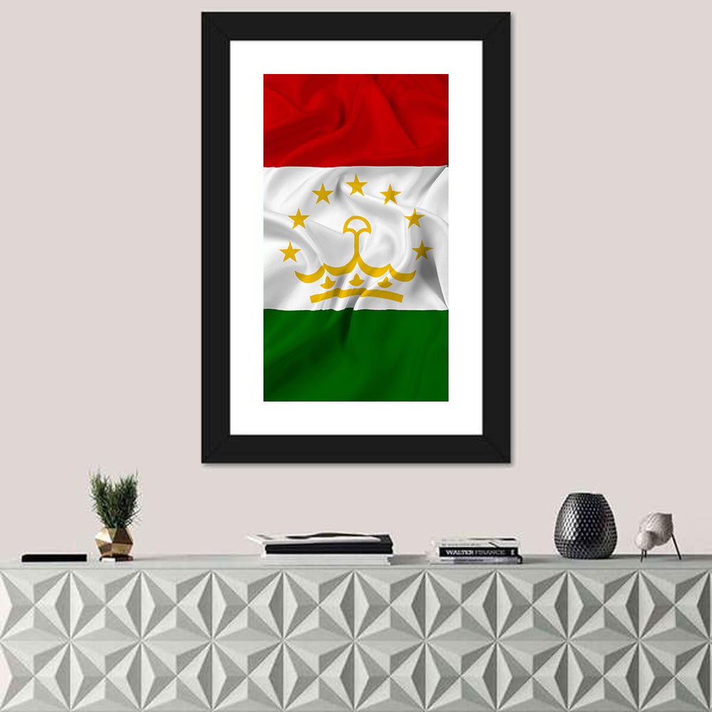 Tajikistan Flag with Crown Emblem Wall Art