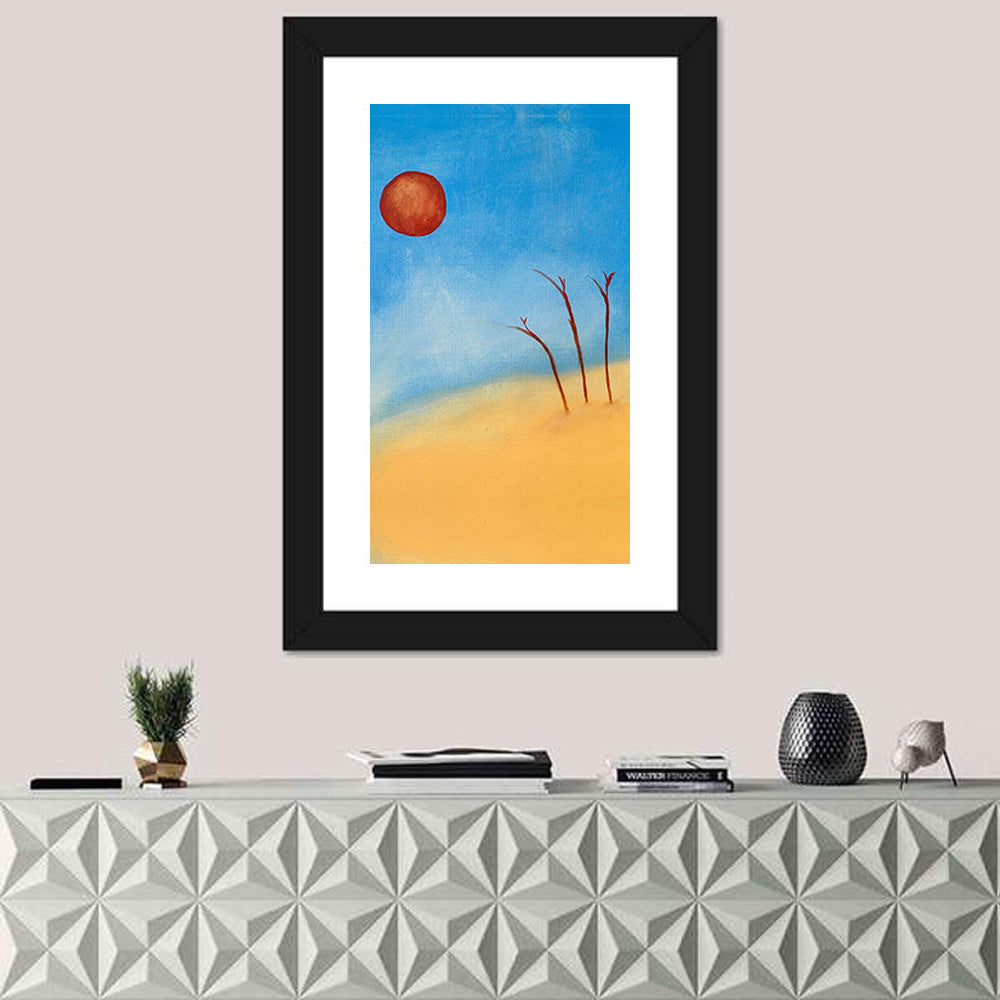 Red Sun Desert Landscape Wall Art