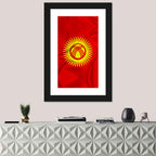 Kyrgyzstan Flag with Tunduk Emblem Canvas Wall Art