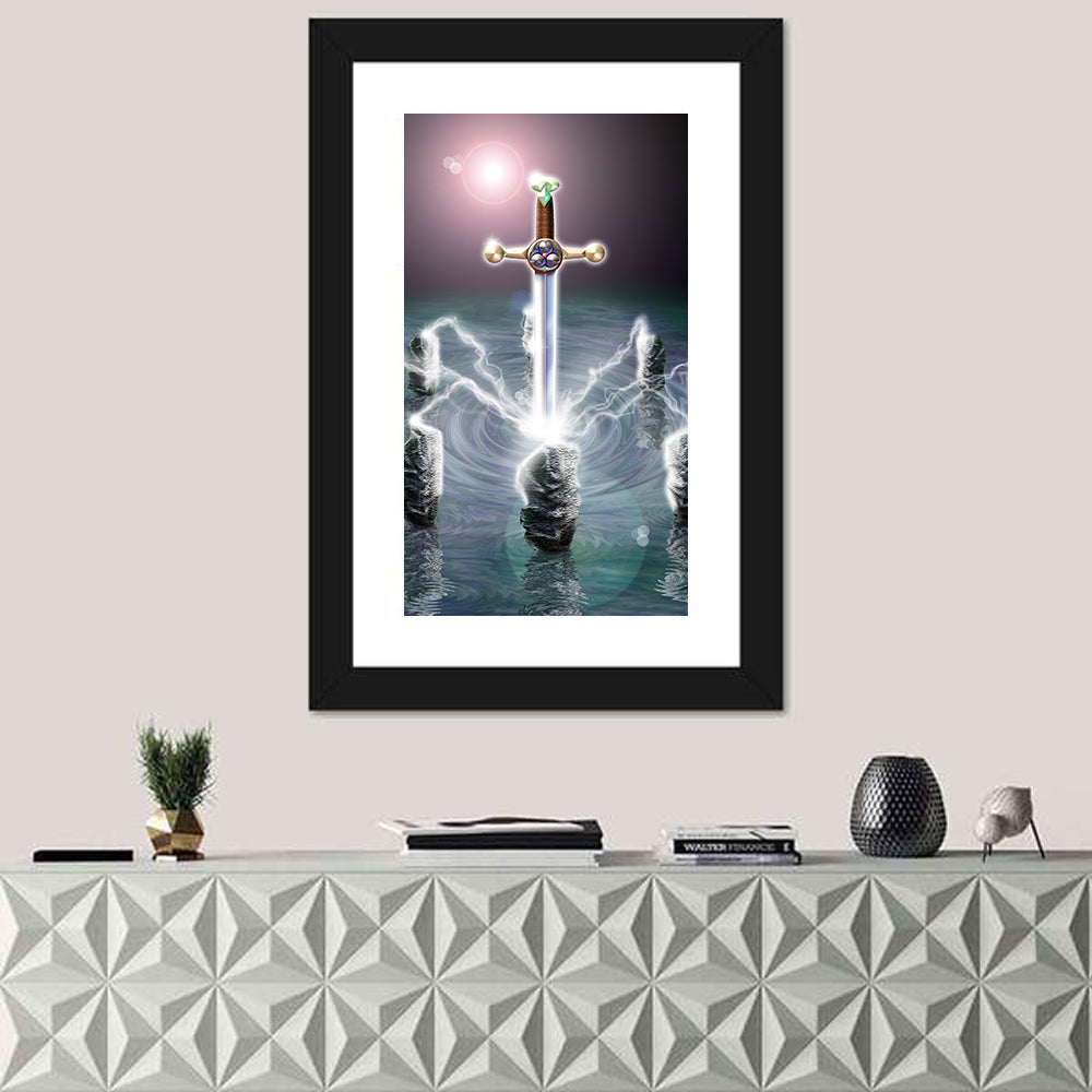King Arthur Sword in Stone Illustration Wall Art