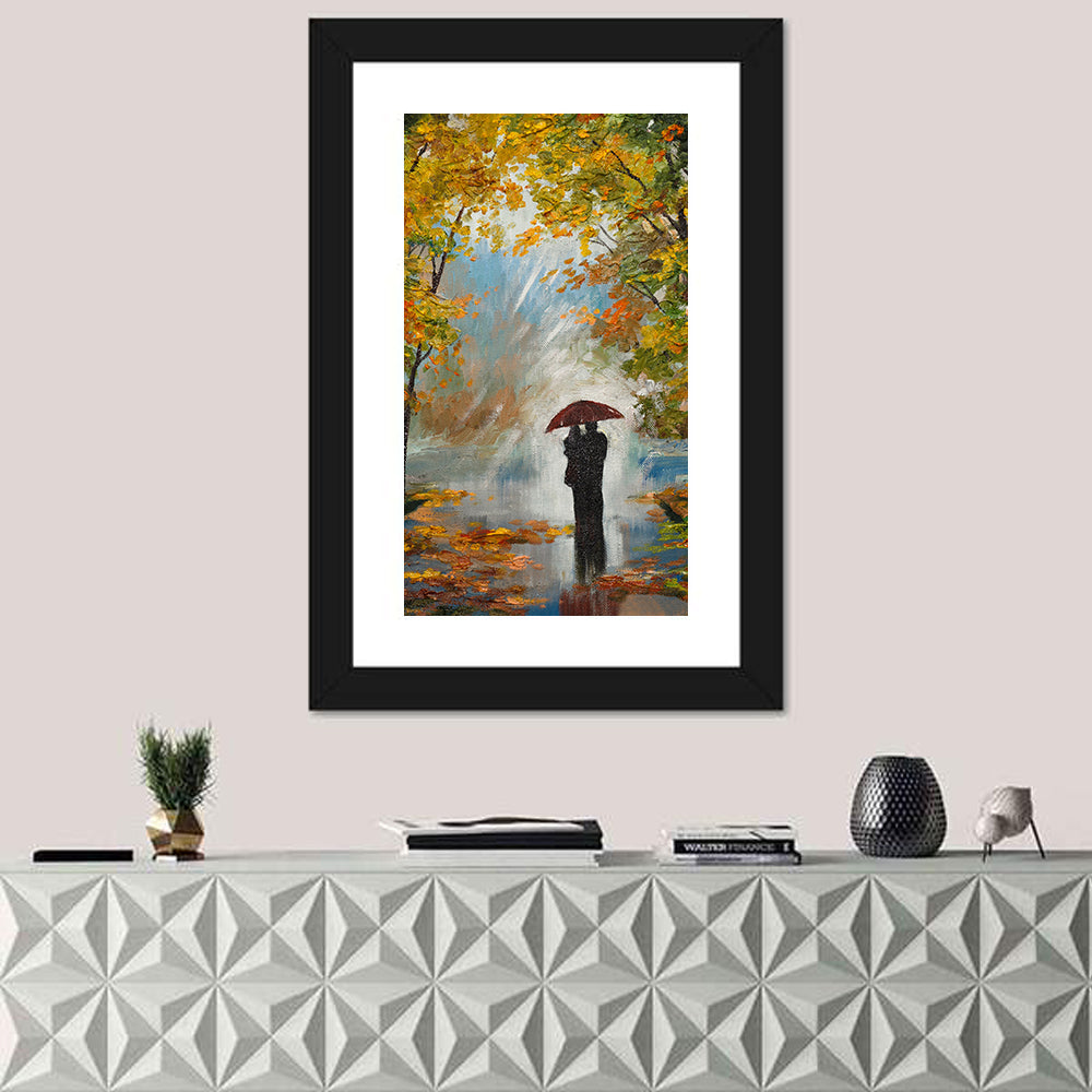 Couple in Autumn Forest Wall Art