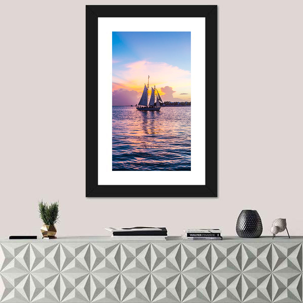 Key West Sailboat at Sunset Wall Art
