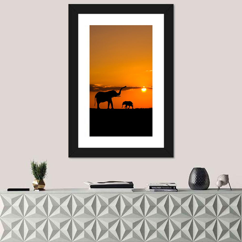 Savannah Elephant Silhouettes Wall Art