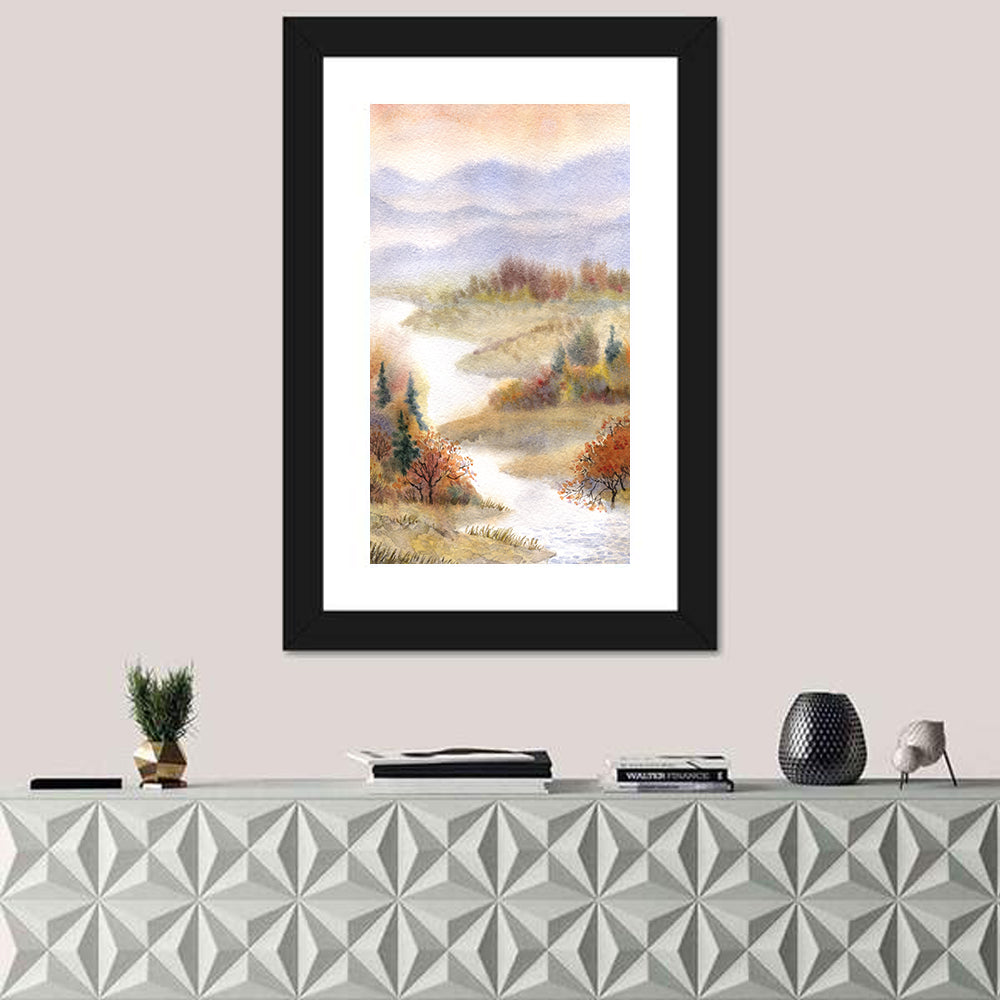 Autumn River Landscape Wall Art