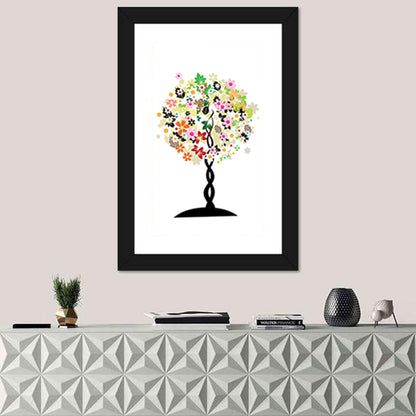 Braided Trunk Floral Tree Illustration Wall Art