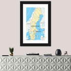 Political Map of Sweden Wall Art