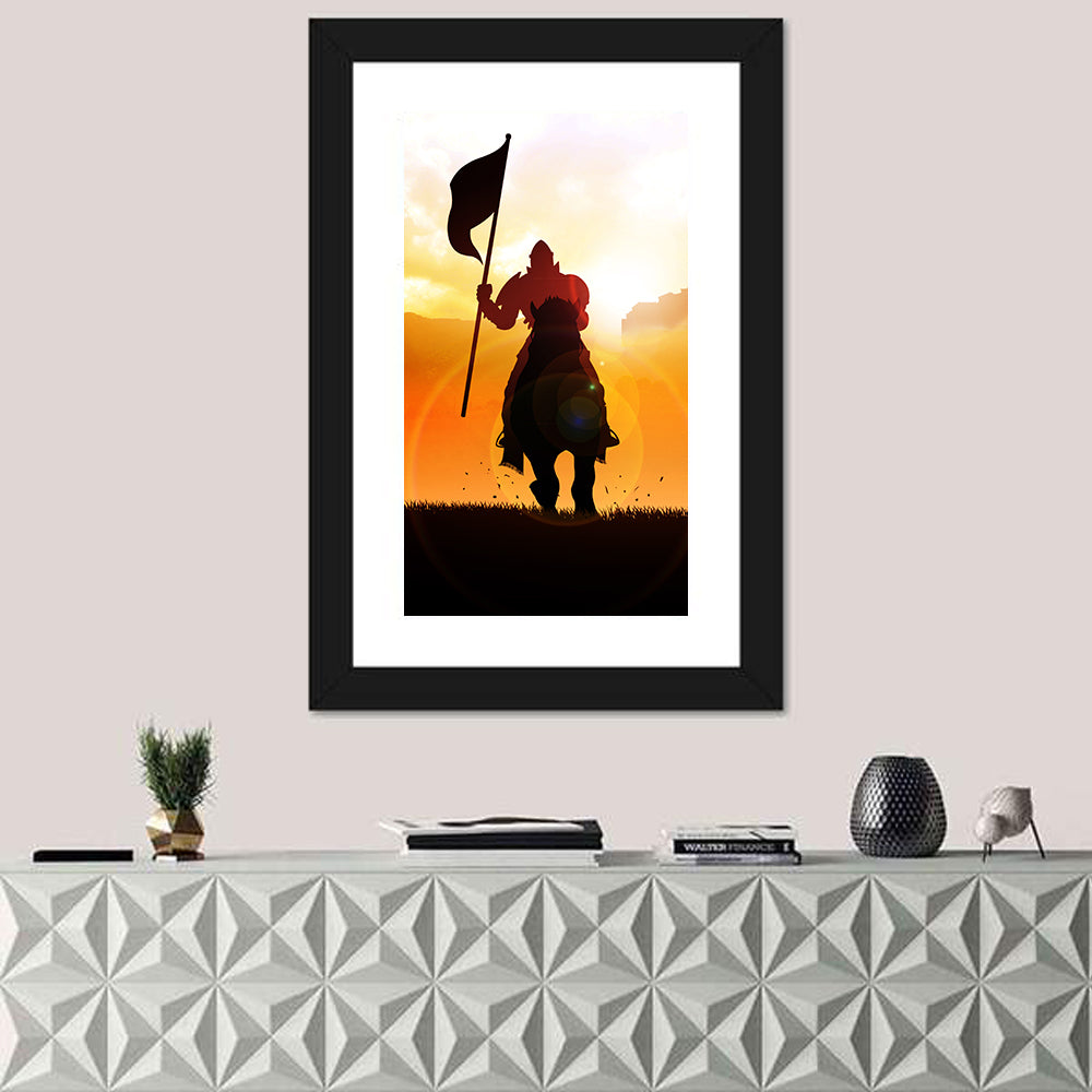 Knight Silhouette at Sunset Wall Art