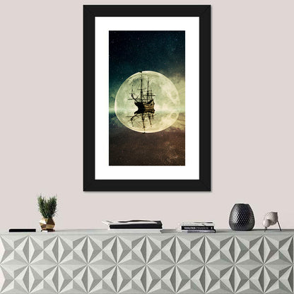 Moonlit Floating Ship Wall Art