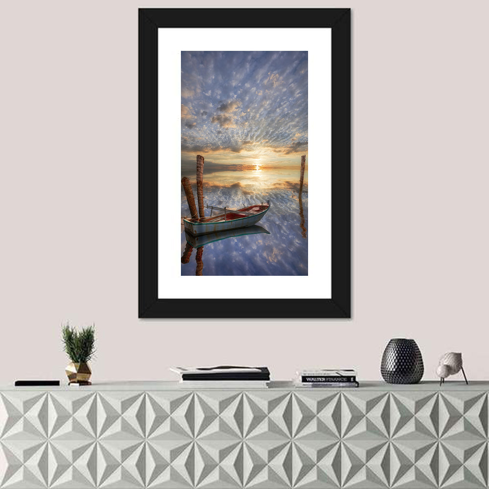 Lonely Boat at Sunset Wall Art